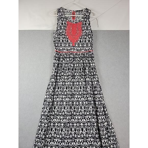 THML Anthro Black White Sleeveless Maxi Rayon Dress Cut Out Back Women's Small - Picture 2 of 12